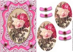 Pink Roses A5 Oval Lace Card Front Step by Step