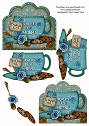 Thank You World Best Friend Tea Cup Scallop Decoupage Step by Step