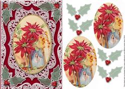 Religious Poinsettia A5 Lace Card Front Step by Step