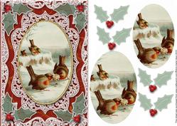 Christmas Feeding Robins A5 Lace Card Front Step by Step