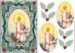 Christmas Candle Angel A5 Lace Card Front Step by Step