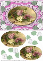 Lilac Basket A5 Lace Oval Card Front Step by Step
