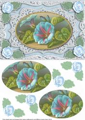 Morning Glory A5 Lace Oval Card Front Step by Step