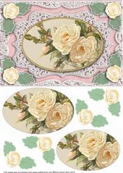 White Rose A5 Lace Card Front Step by Step