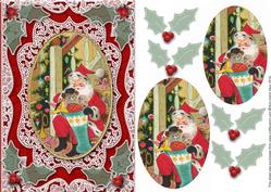 Santa Filling a Stocking A5 Lace Card Front Step by Step