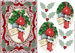 Christmas Cheer Stocking A5 Lace Card Front Step by Step