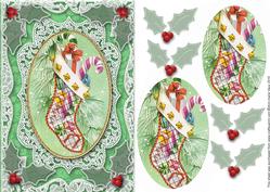 Christmas Stocking A5 Lace Card Front Step by Step
