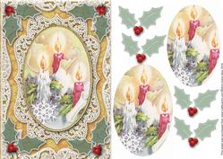 Christmas Pastel Candle Trio A5 Card Front Step by Step