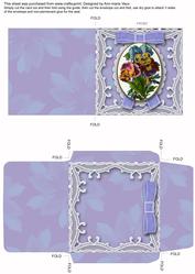 Blue Pansy Mini Lace Card and Matching Envelope
