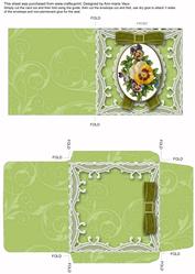 Green Pansies Mini Lace Card and Matching Envelope Sheet