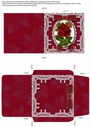 Red Rose Mini Lace Card and Matching Envelope Sheet