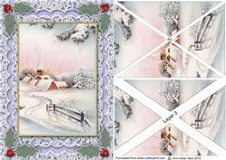 Blue Snow Church A5 Lace Card Front Side Step Stacker
