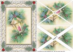 Christmas Holly Lantern A5 Card Front Side Step Stacker