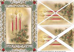 Christmas Candlesticks A5 Lace Card Front Side Step Stacker
