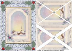 Christmas Church View A5 Card Front Side Step Stacker