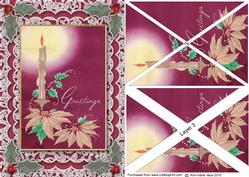 Plum Poinsettias A5 Lace Card Front Side Step Stacker