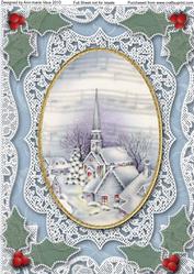 Christmas Blue Church A4 Lace Picture Sheet