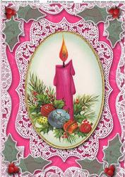 Christmas Pink Candle A4 Lace Picture Sheet