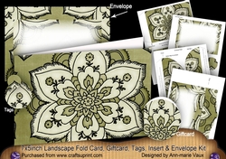 Mosaic Olive Landscape 7x5inch Card & Envelope Mini Kit