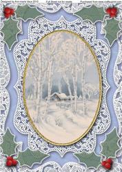 Christmas Snow Cottage A4 Lace Picture Sheet