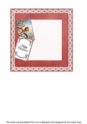 Red Robin Happy Christmas 2 Card Lattice Insert Panel