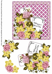 Pink Floral Mix Special Day 6inch 2 Card Lattice Step by Step