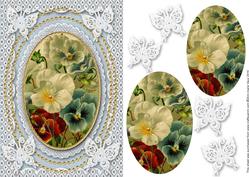 Multi Pansies A5 Butterfly Lace Card Front