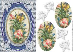 Multi Tulips A5 Butterfly Lace Card Front