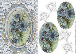 Blue Cornflowers A5 Butterfly Lace Card Front