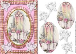 Church Window Lace Butterfly Ruffle Card Front