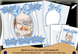 Snow Deer Stand Up Cut Out 3D Christmas Card Kit