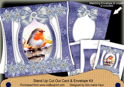 Blue Robin Stand Up Cut Out 3D Christmas Card Kit