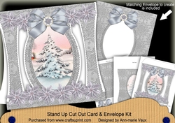 Snow Tree1 Stand Up Cut Out 3D Christmas Card Kit