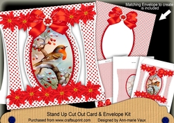 Red Robin1 Stand Up Cut Out 3D Christmas Card Kit