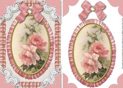 Pink Roses Lace N Ruffles Card Front Step by Step