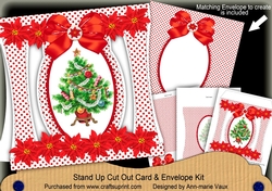 Red Tree Stand Up Cut Out 3D Christmas Card Kit