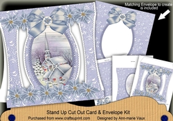 Blue Church Stand Up Cut Out 3D Christmas Card Kit