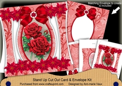 Christmas Roses Stand Up Cut Out 3D Christmas Card Kit