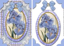 Blue Iris Lace N Ruffles Card Front Step by Step