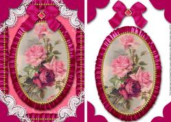 Pink Roses 2 Lace N Ruffles Card Front Step by Step