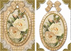 Vintage White Roses 2 Lace N Ruffles Card Front Step by Step