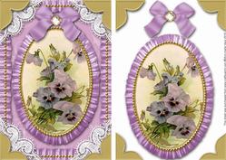 Lilac Pansy Lace N Ruffles Card Front Step by Step
