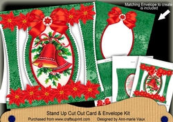 Green Bells Stand Up Cut Out 3D Christmas Card Kit