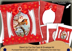 Red Robin 2 Stand Up Cut Out 3D Christmas Card Kit