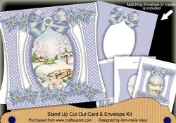 Blue Snowscene Stand Up Cut Out 3D Christmas Card Kit