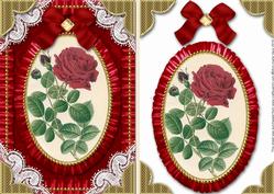 Red Rose Lace N Ruffles Card Front Step by Step
