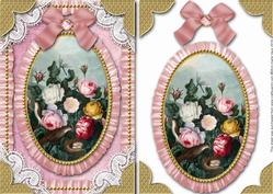 Bird and Roses Lace N Ruffle Card Front