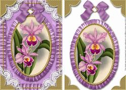Purple Orchids Lace N Ruffles Card Front Step by Step