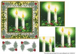 Christmas Candles 1 Lace N Damask Square Card Front