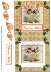 Cheeky Birds Christmas Wishes Double Frame Decoupage Topper